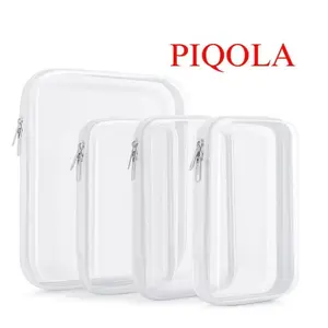 Piqola Clear Organizer Storage Box, Hard Zipper Case, PVC Plastic, Portable Travel Organizer, Makeup Jewelry Toy Storage, High Transparency
