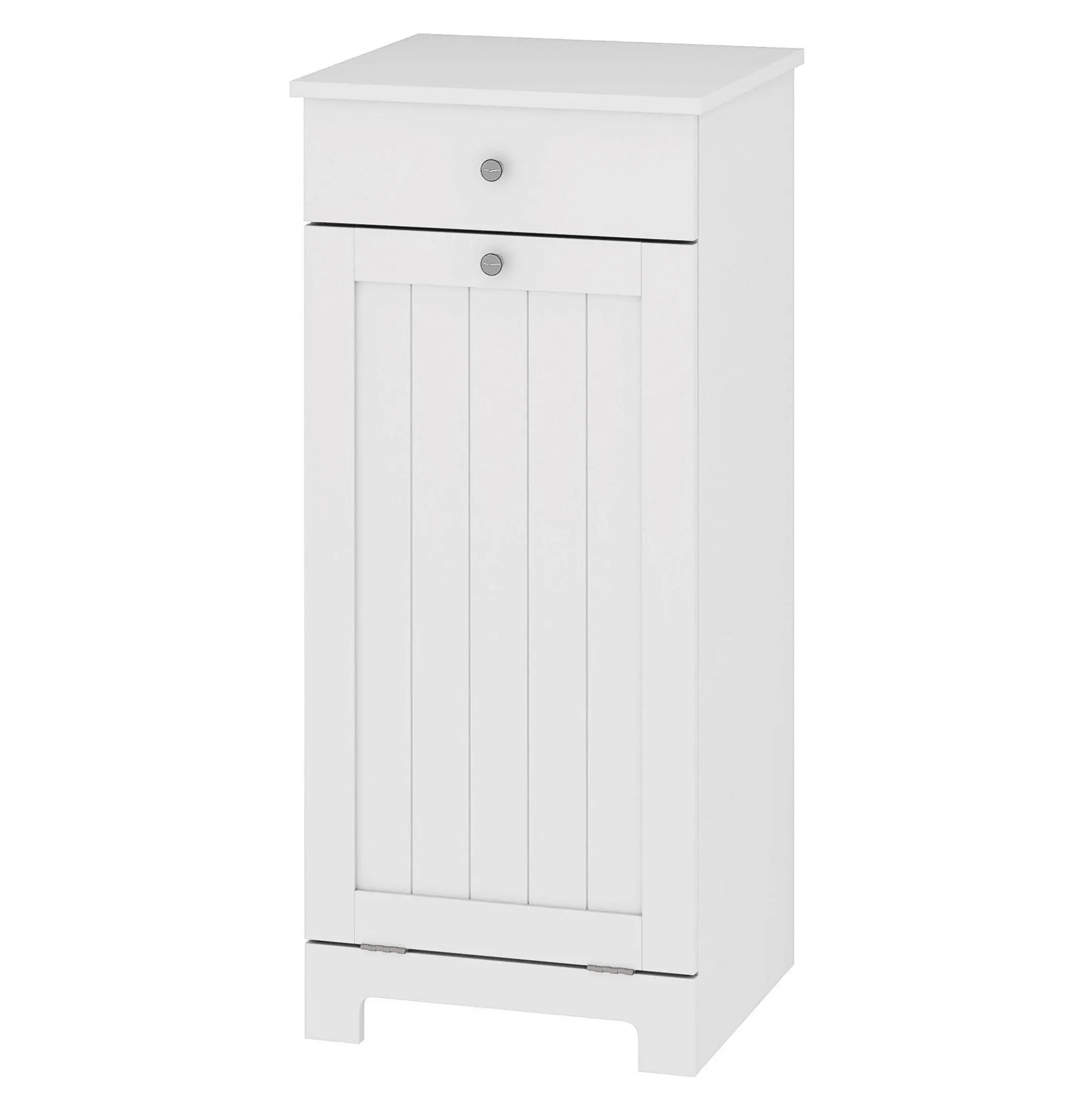 Laundry Hamper Cabinet, White - Tilt Out Hamper & Drawer, Laundry Storage