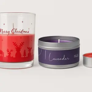 Glass jar candle 7oz. Scented candles. Home decor. Scented.  Aromatherapy Light Cozy Ornaments Decoration Perfume ; Colors added upon request Christmas Vanilla Tin