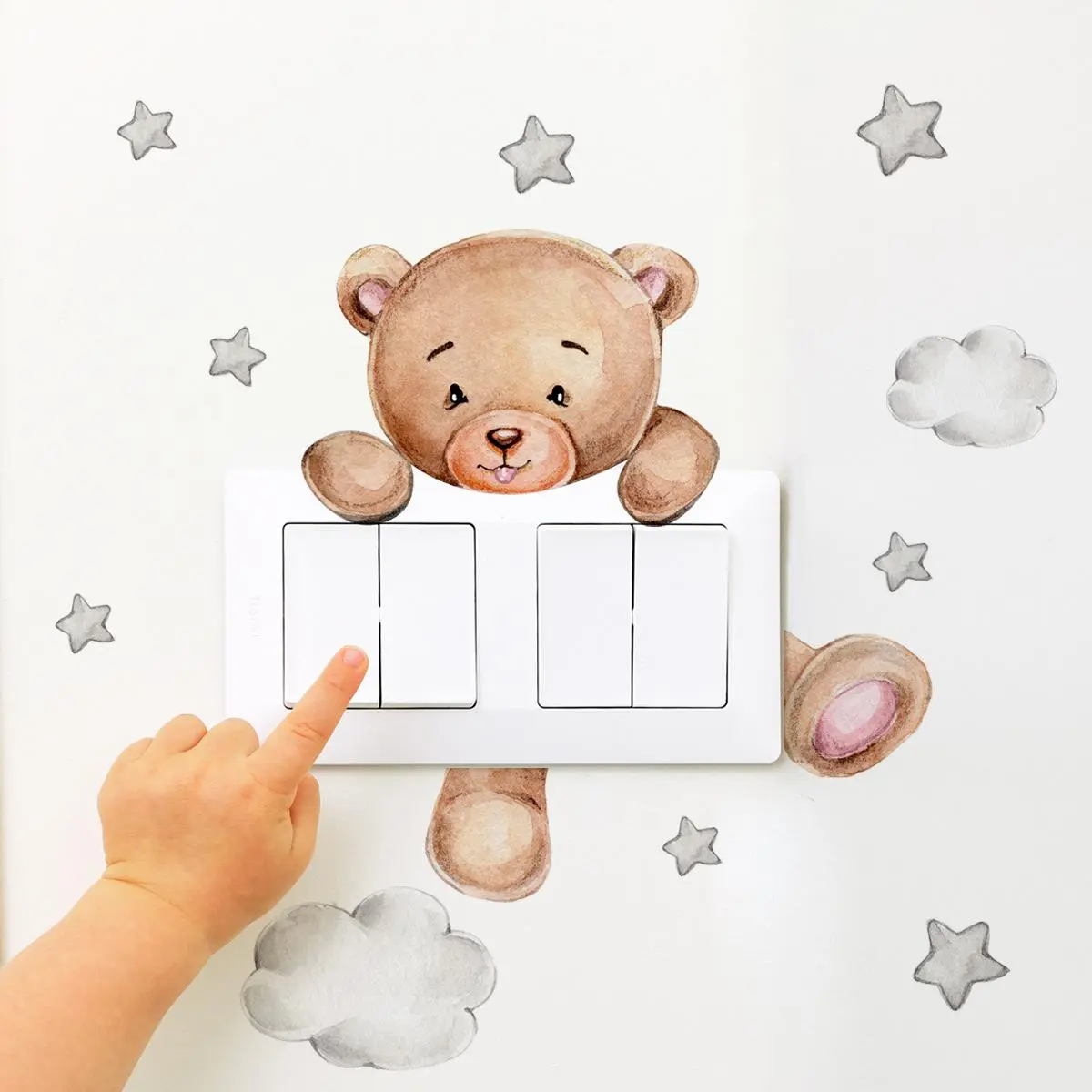 Cartoon Bear Star Removable Switch Sticker Light Switch Decor Decals Family DIY Decor Wall Art for Kids Living Room Decor