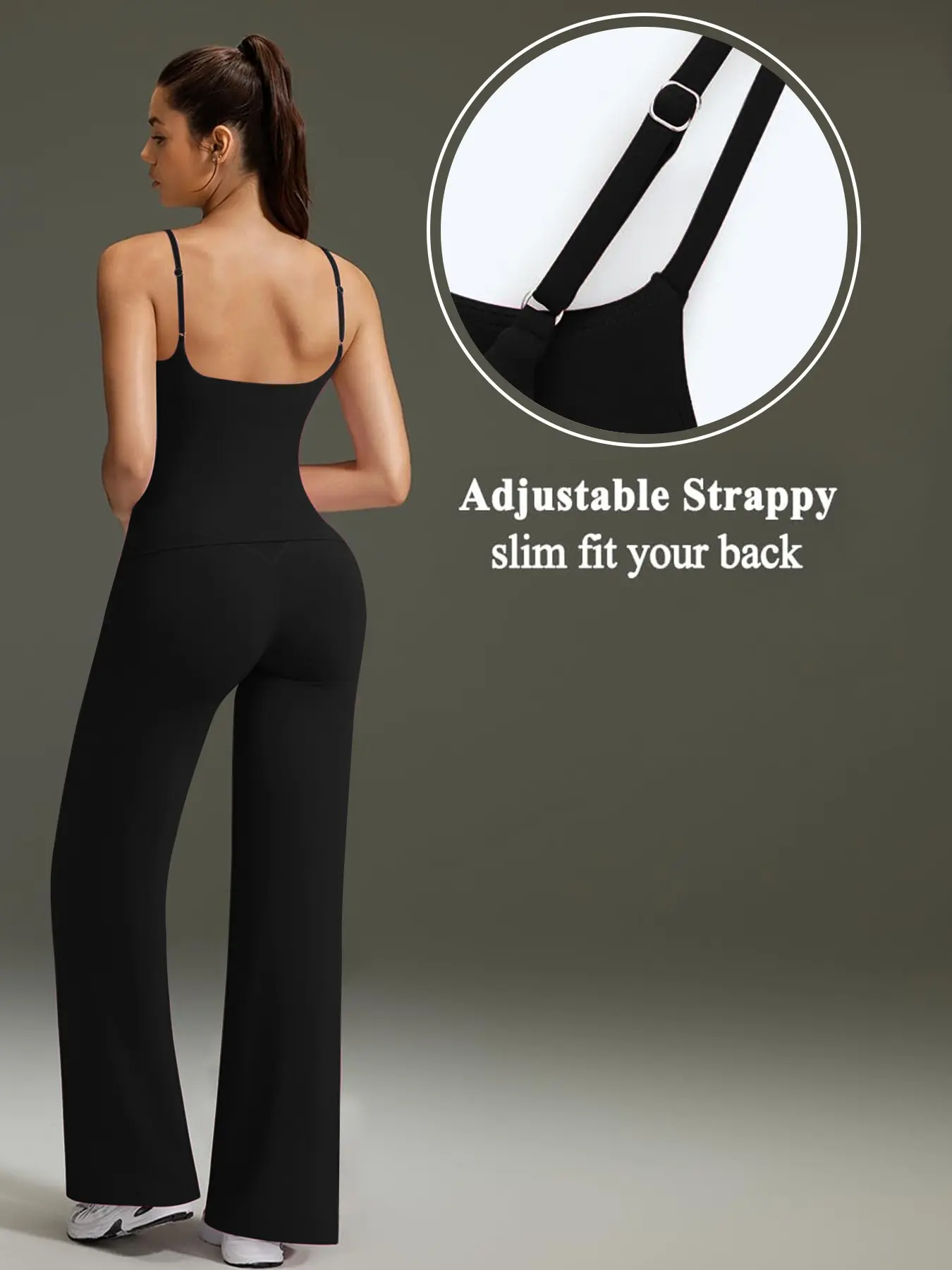 Women's 2-piece set, strapless backless tank top quick-dry + slim-fit high-waisted straight-leg pants yoga sports outdoor fitness wear, solid sports sets, Workout Sportswear, Yoga Workout Activewear