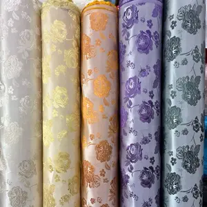 Satin Brocade Fabric -100% Polyester with Flower Pattern, 58/59 Inches Width