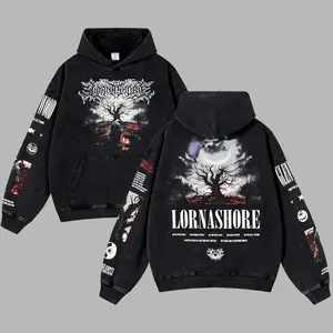 [Moshroom] Lorna Shore Glenwood Oversize Lightweight Acid Washed Tee Hoodie Rock Music Metal Gothic Punk Emo Grunge Post-hardcore Graphic Design Top Cotton Streetwear Game T-Shirt Crewneck Clothes Menswear Womenswear
