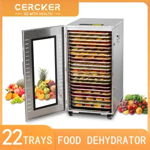 Cercker Commercial Food-Dehydrator Machine 22 Trays,37.5Large Dehydrator for Fruit 70ºF-190ºF,Twin 110V Plugs Beef Jerky Maker,Stainless Steel Food Dryer for Meat,Herbs, Mushroom,Fruit with Silicone Trays