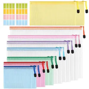 15Pcs Colourful Document Wallets 8 Sizes Document Bag Zip File Bag Plastic for Documents, Receipt, Paper, School, Exam Sheet, Cosmetics, Travel - Home Improvement.