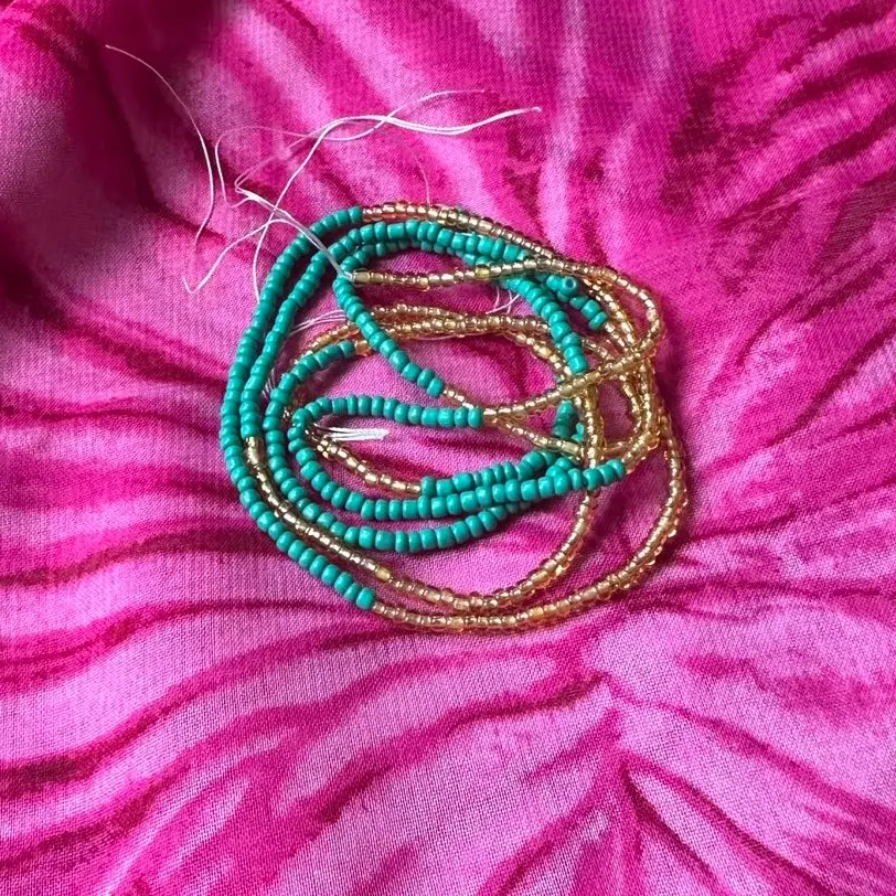 CLEOPATRA TEAL GOLD WAISTBEAD