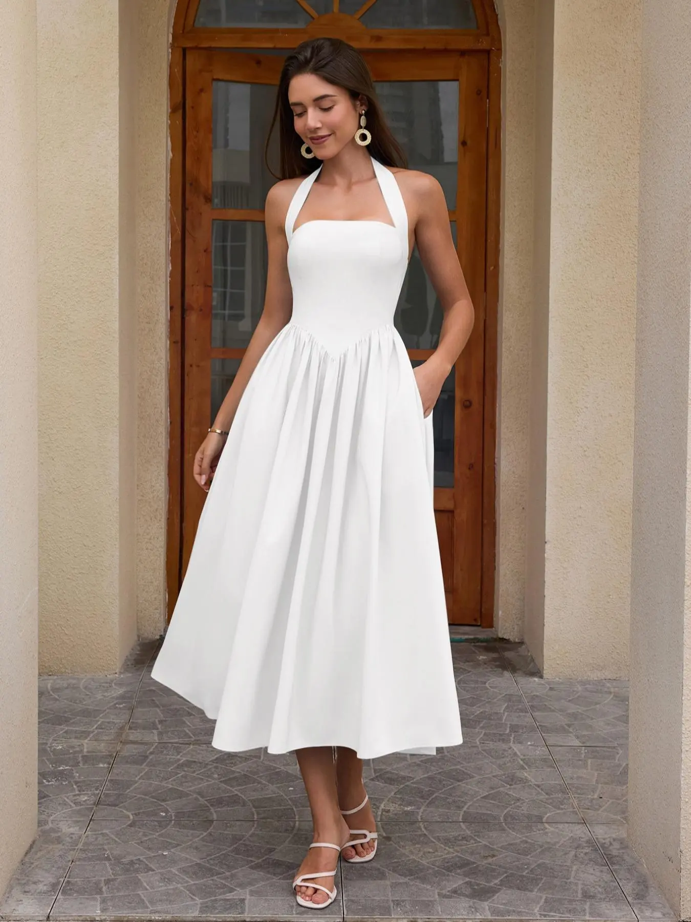 Women's Elegant Minimalist A-Line Sleeveless Dress with Pockets, Lady Slim-Fitting Casual Chic Fitted Long Gown, Plain Design for Daily Wear, Stylish Backless Neckline, Everyday Womenswear - TikTok Shop Women's Elegant Minimalist A-Line Sleeveless Dress with Pockets, Lady Slim-Fitting Casual Chic Fitted Long Gown, Plain Design for Daily Wear, Stylish Backless Neckline, Everyday Womenswear - TikTok Shop