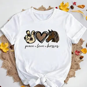 Peace Love Horses T-shirt, Equestrian Tee, Horse Lover Gift, Unisex Graphic Shirt, Short Sleeve Top
