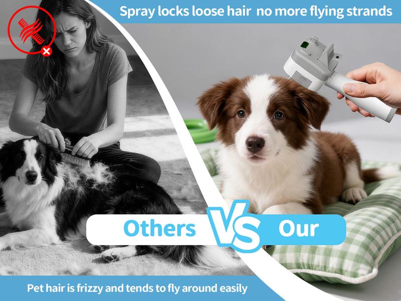Image showcasing 【Auto-Rebound Skin Protection】 Pet Spray Hair Removal Comb, One Button ...