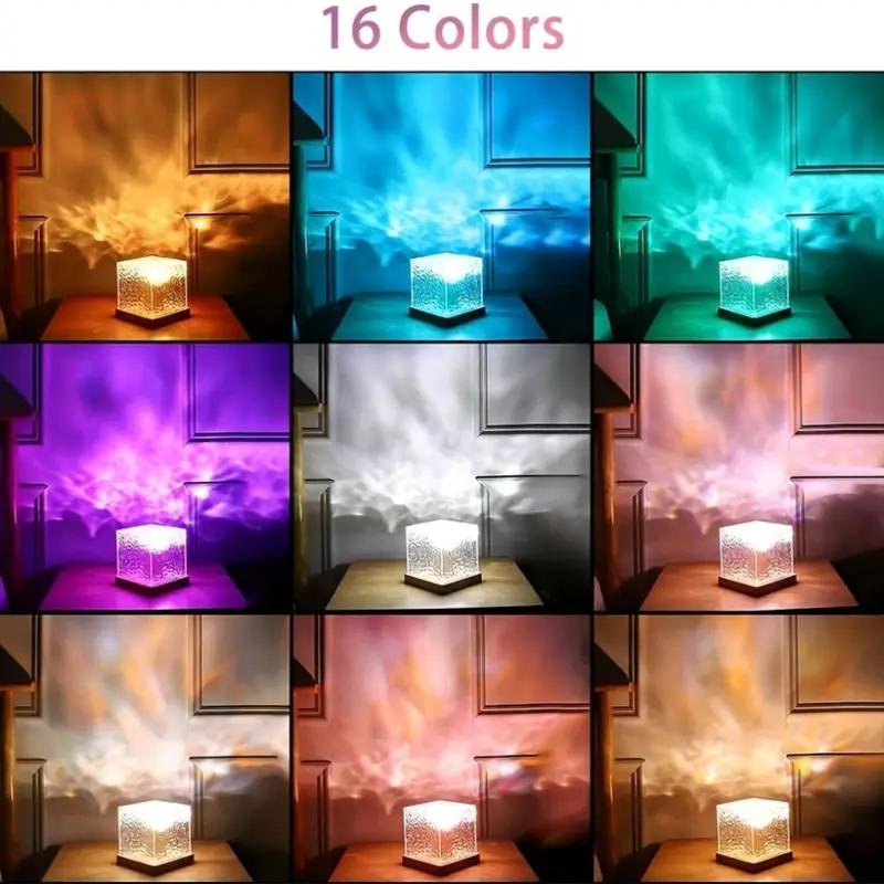 Ocean Wave Projector Light  Midnight Aura Lamp with Touch Control 3D Tesseract Lamp for Home Office Bar Restaurant Decorative Modern Waterfall Design Interior Lighting