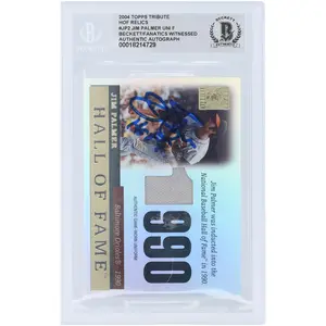 Jim Palmer Baltimore Orioles Autographed 2004 Topps Tribute Hall of Fame Grey Jersey Relic #TR-JP2 Beckett Fanatics Witnessed Authenticated Card with "HOF 90" Inscription - Fanatics Authentic Certified