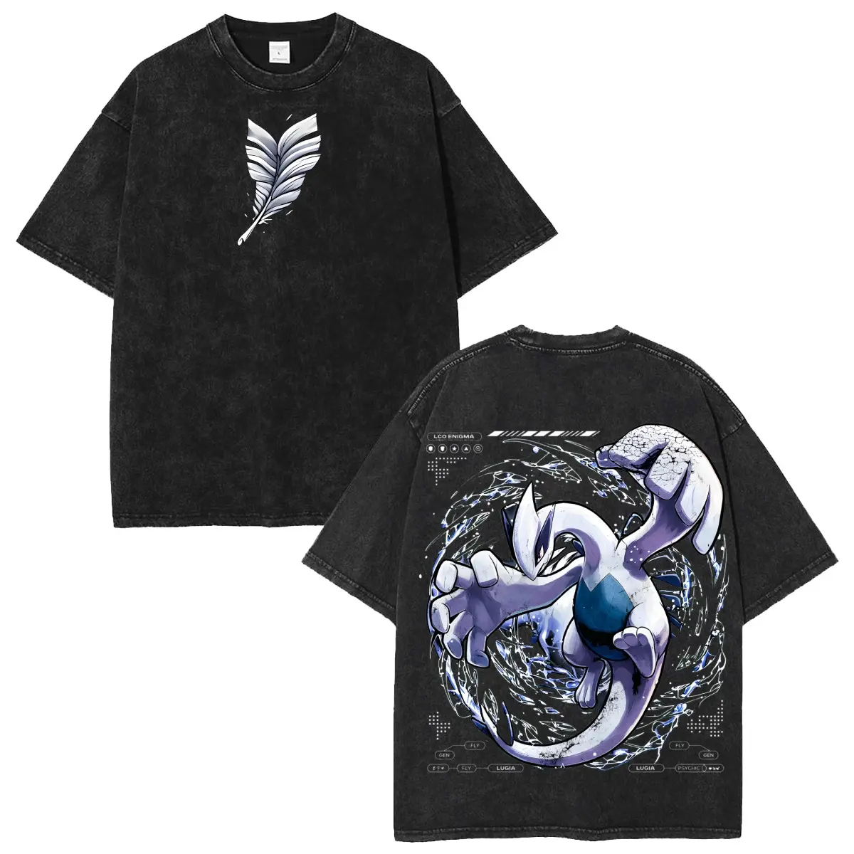 Unisex Lugia Guardian of the Seas Washed Anime Graphic T-Shirt