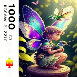 1000 Piece Large Paper Puzzle Set, Butterfly Girl Theme, DIY Home Decoration & Educational Interactive Toy, No Frame Included