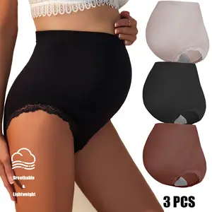 3PCS High Waist Maternity Briefs Durable Soft Tagless Seamless Pregnancy Panties Comfort Fit Sizes S-L for Repeated Wear