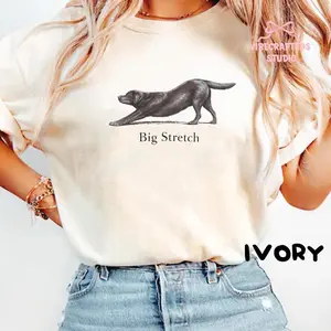 Comfort Colors Big Stretch Chocolate Labrador Retriever T-shirt, Funny Stretching Lab Dog T-shirt, Chocolate Lab Lover Gift, Vintage Dog