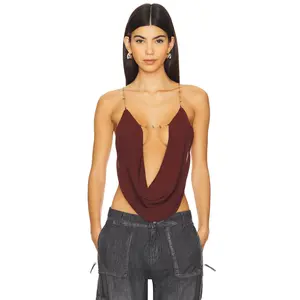 Jaded London Cowl Neck Top in Plum