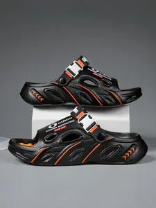1 Pair Unisex Techwear 2-in-1 Slides Footwear Fashion Casual Slippers | Streetwear Vibe | EVA One-Piece Mold + Foot Massage Nubs + Adjustable Strap | Ideal for Daily Wear / Home / Poolside, Non-Slip & Ultra-Lightweight