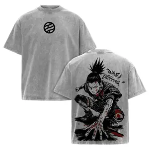 Shikamaru Nara Anime Double Printed Vintage Washed Unisex Oversize T-Shirt – Heavyweight Cotton Graphic Tee for Anime Fans and Manga Lovers
