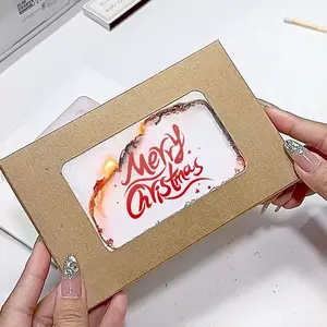 DIY Greeting Card Kit Kraft paper Hollow Envelope+mini marker + cardstock + rice paper Innivate Buring Suprise Card for Christmas Birthday Wedding Proposal