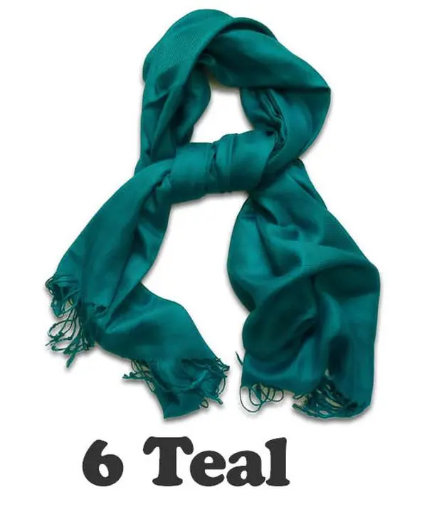 Women Pashmina Wool Feel Silky Classic Solid Wedding Shawl Scarf Stole Wrap Teal