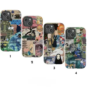 New style Studio Ghibli Collage Phone Case for iPhone - Anime Cartoon Aesthetic Protective Cover - Ghibli Cover for iPhone 11/12/13/14/15/16