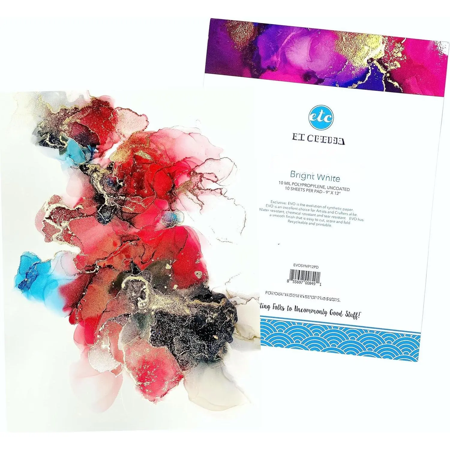 Ink Paper - Non-Absorbent, Heavy Weight &  Resistant - Easily Wipes Off for  Art Paper - Flexible Bright White EVO 9x12 Inch (10 Sheets)