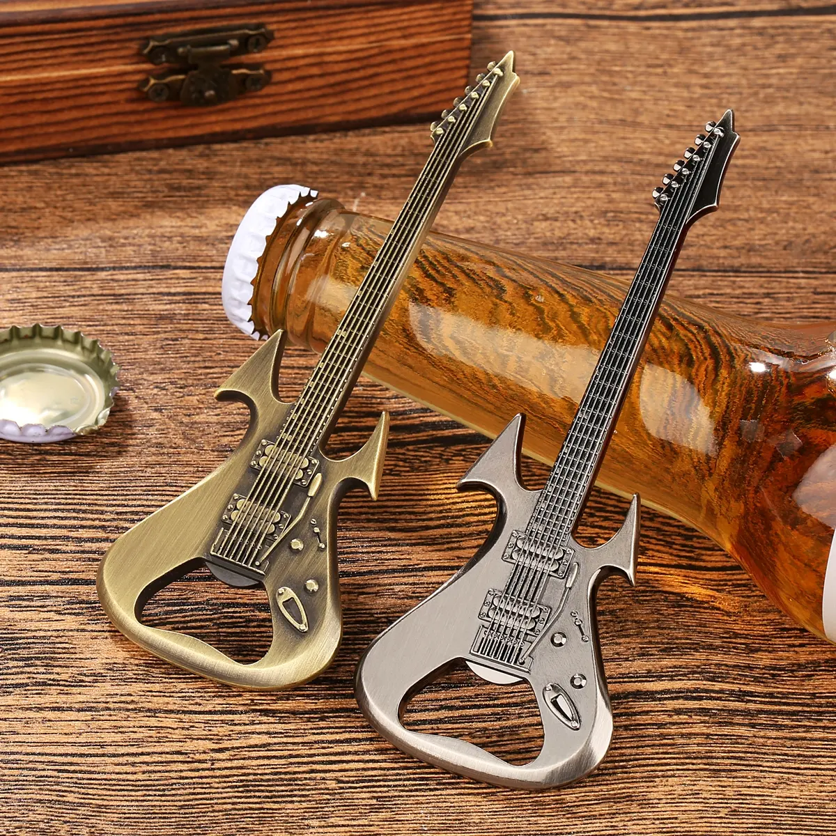Guitar Bottle Opener, Portable Beer Opener, Beverage Can Opener, Unique Guitar Shaped Bar Accessory, Drink Accessories, Gift Bag Included, Music Gift for Men and Women