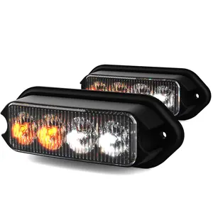 Strobe lights for trucks With Sync Feature Aluminum Thick Style Amber White Warning Flashing Light (Amber White)