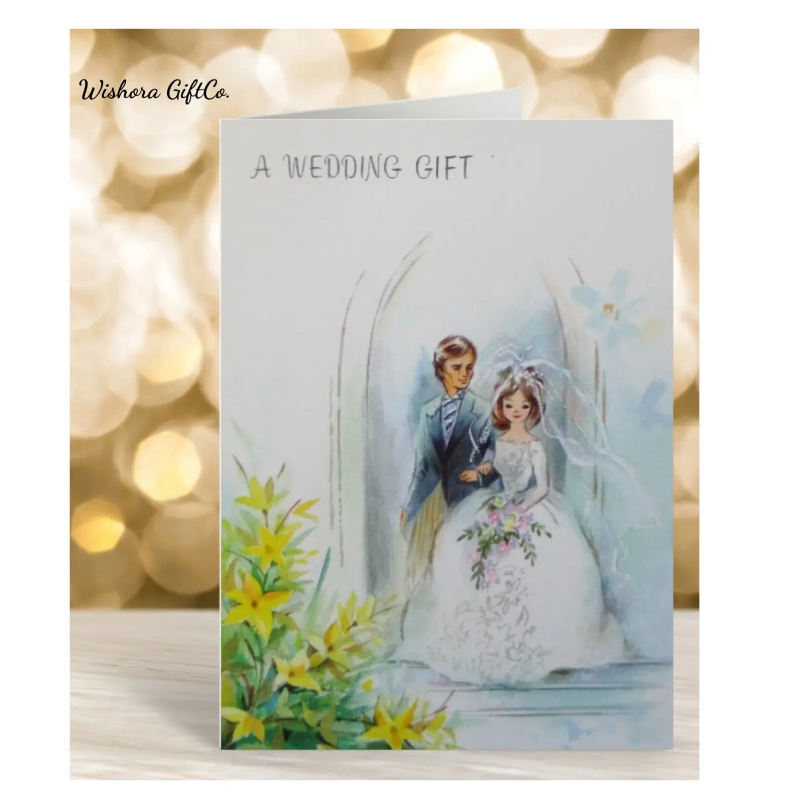 Wedding Congratulations Card, Romantic Floral Wedding Card, Wedding Day Greeting Card for Bride & Groom