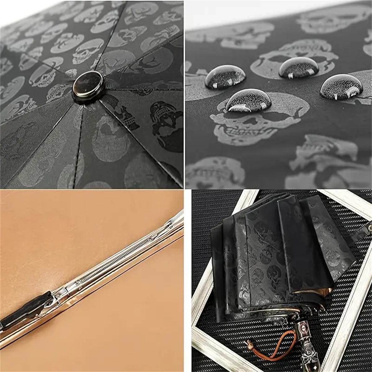 Personalized Creative Skull Handle Umbrella Windproof Waterproof Rainproof Large Surface Business Umbrella for Men and Women Multiple Specifications Available