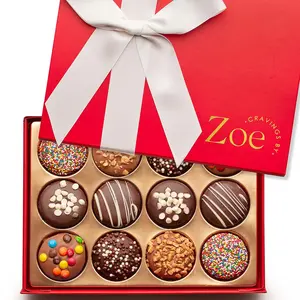 CRAVINGS BY ZOE Easter Chocolate Covered Cookies Gift Basket | 12 Piece | Kosher Belgian Chocolate Food Gift Box for Birthday, Thank You, Thanksgiving, Christmas & Holiday Gifting for Men & Women