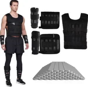 Weighted Vest 20kg Adjustable Weight Training Suit Empty Bag Fitness Running Vest, Hand and Foot Strength Training Physical Training Clothing