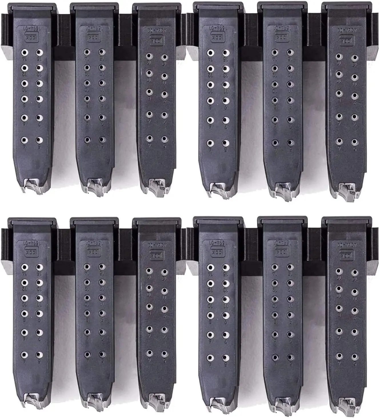Magazine Mount for Glock 17 19 26 31 32 33 34 - Pistol Mag Wall Display Storage Organization System (4 Mounts Hold 12 Mags)Gift.