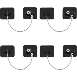 Refrigerator Lock, Child Safety Cabinet Locks, Mini Fridge Locks for Adults, Heavy Duty Lock for Refrigerator Cabinets, Drawers, Safety with Key, Black (4 PCS)
