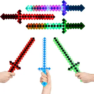 Pixel Diamond Toy Weapon Sword With LED Lights & Sound Set of 3 Pixel Weapon Action Figure Accessory