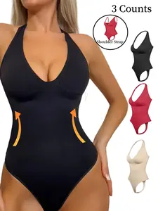Women's Solid Color Open Crotch Adjustable & Convertible Straps Design Shapewear Bodysuit, Casual Comfortable Breathable Tummy Control Butt Lifting Shaper, Women's Shapewear for All Seasons, Body Shaper Compression