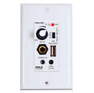 Wireless In-Wall Audio Receiver 100W Amp USB/Aux Inputs White Wireless In-Wall Audio Receiver 100W Amp USB/Aux Inputs White