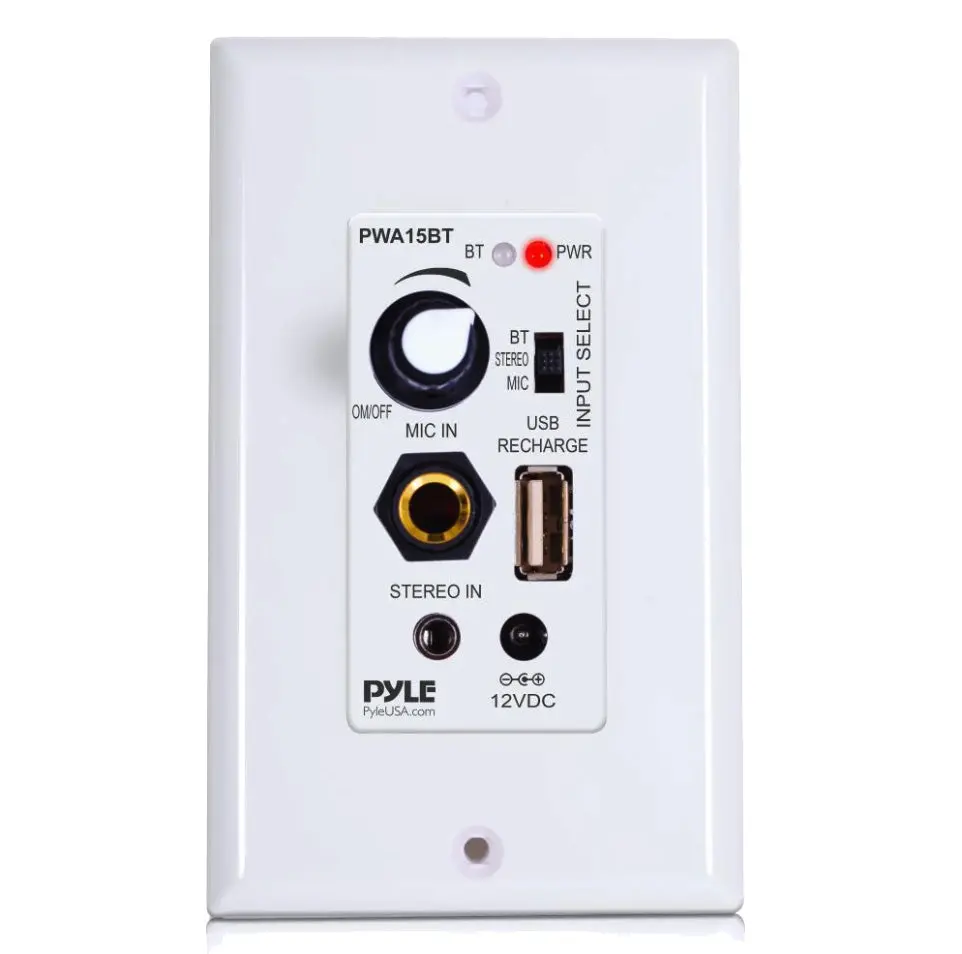 Wireless In-Wall Audio Receiver 100W Amp USB/Aux Inputs White