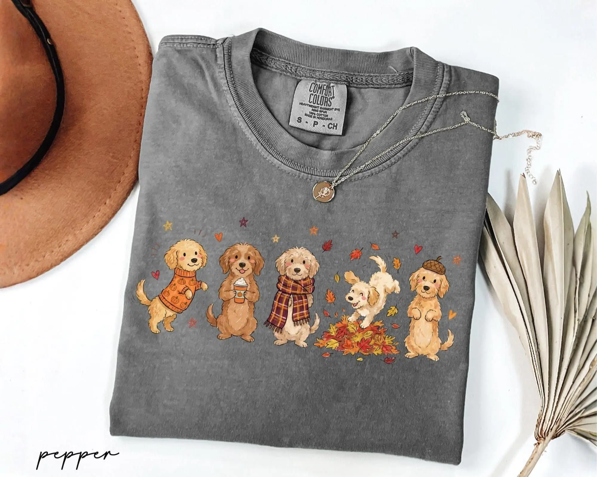 Comfort Colors Fall Goldendoodle Shirt, Autumn Dog Doodle Characters Tee, Pumpkin Spice Shirt, Golden Doodle Pet Lover Gift, Dog Mom Shirt