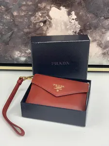 Pre-owned PRADA leather clutches & wristlets Card Wallet with Writslet