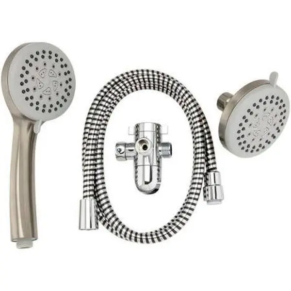 5 FNC Brushed Nickel Hand Held Shower Head Kit, 3.86 in. Head, 1.8 GPM Low Flow Rate, 60 in. Flexible Hose, 1 Diverter Bracket, Hassle-Free Maintenance, 5 Fnc Hand Held, Low Flow Rate Of 1.8 Gpm