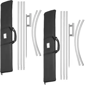 VEVOR Advertising Flag Pole, TikTokShopBlackFriday, 2 x Feather Flag Bundles with Ground Spike, 16 ft Windless Flag Pole Sets with Ground Mounting Stake, 6pcs Swooper Flag Pole Kit, Sign Flag for Businesses Storefronts