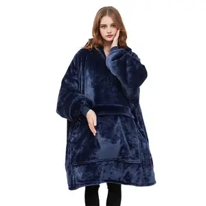 Electric Heating Jacket Wearable Blanket Hoodie with Giant Pocket Usb Electric Wrap Sherpa Fleece Flannel 3 Heat Settings Auto