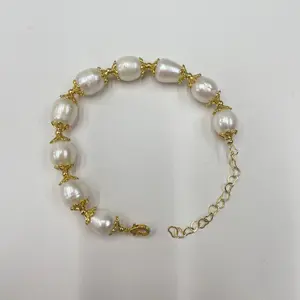 Freshwater Pearl White Baroque Pearl Bracelet Classic Versatile Fashion Pure Natural Pearl Adjustable Tail Chain
