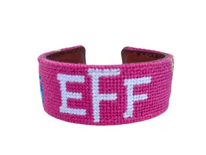 Monogram Needlepoint Bracelet Pink - 1"