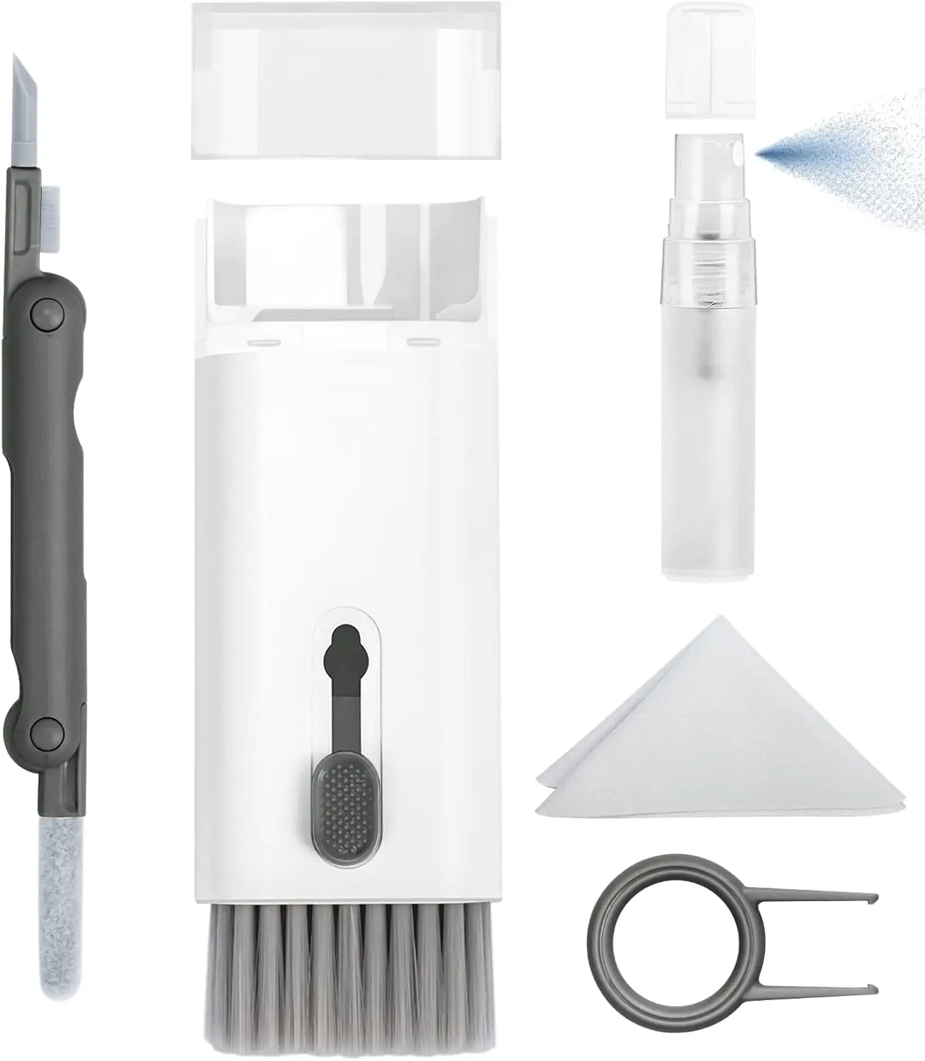Keyboard Brush, 7 in 1 Cleaner Kit for Electronics with Screen Cleaner Mist and Retractable Brush for Keyboards and Laptops