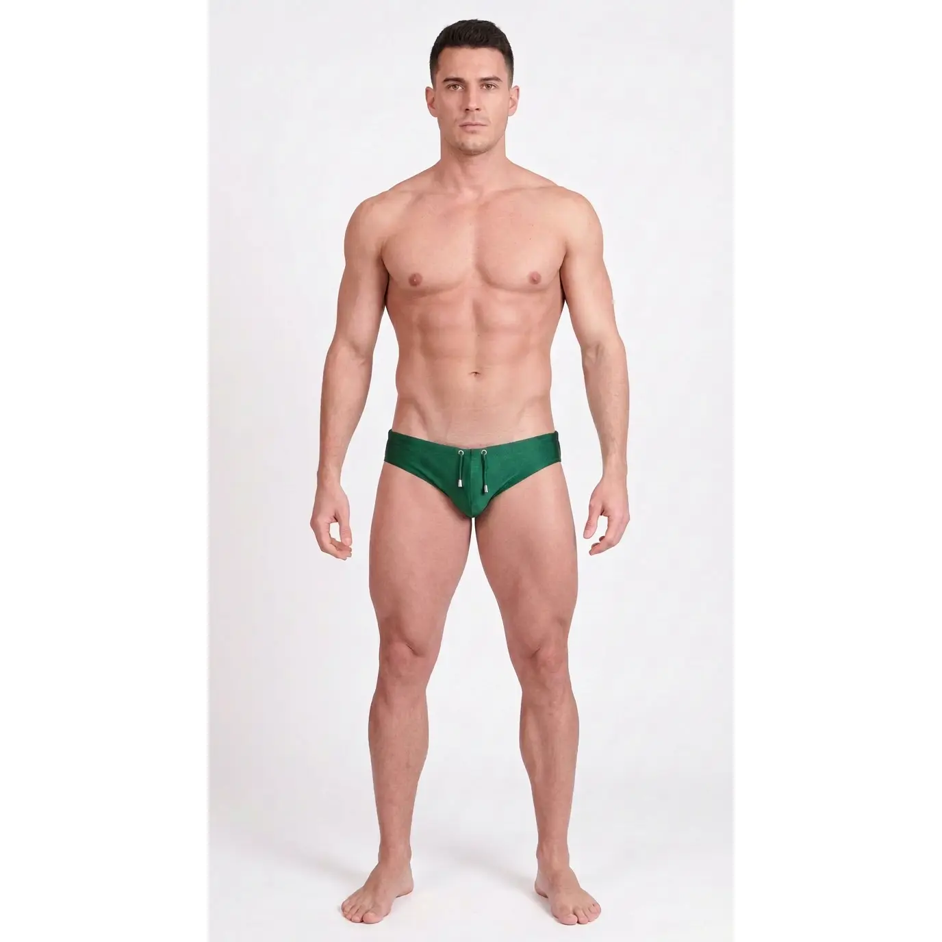 Men's Low-Rise Nano Swim Briefs - Emerald Frame, Swimming Apparel with Polyamide Blend, Slimmer Cut, Metal Accents, Front Seam, 20% Elastane Fit, Flexible Fit For Active Swim