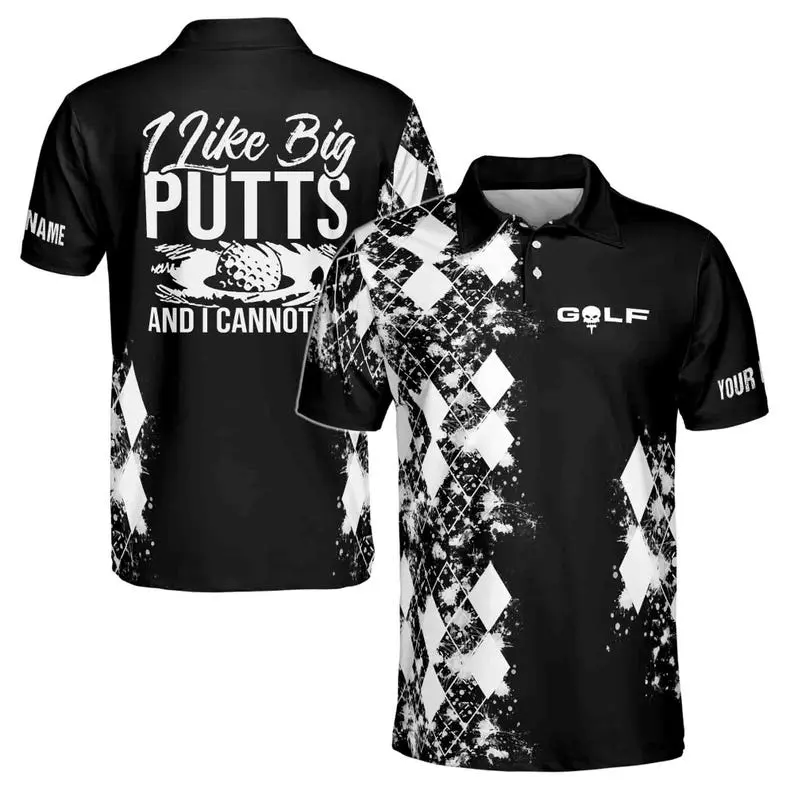 Custom Name Funny Golf I like Big Putts Men's Polo Shirt S-5XL, Golfer Jersey