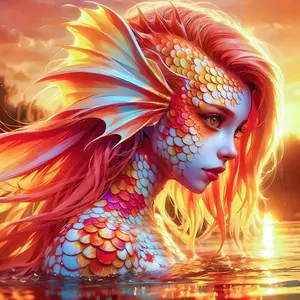 Mermaid Pattern DIY Diamond Arts Colorful Painting Kit without Frame, DIY 5D Diamond Arts Colorful Painting Kit, Wall Art Decor for Home