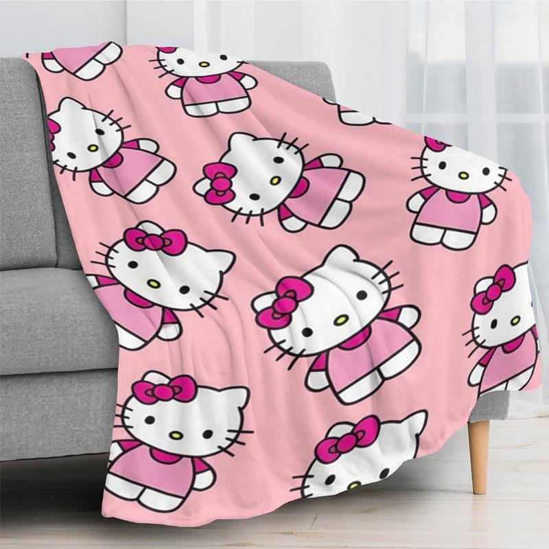 Sanrio Hello Kitty Full Print Plush Blanket Unisex Soft Pink Design for Kids & Adults Cozy Bedding Decor